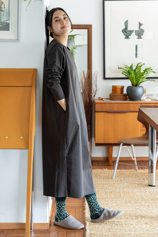 長袖ブラレスワンピース（プレミアムコットン）