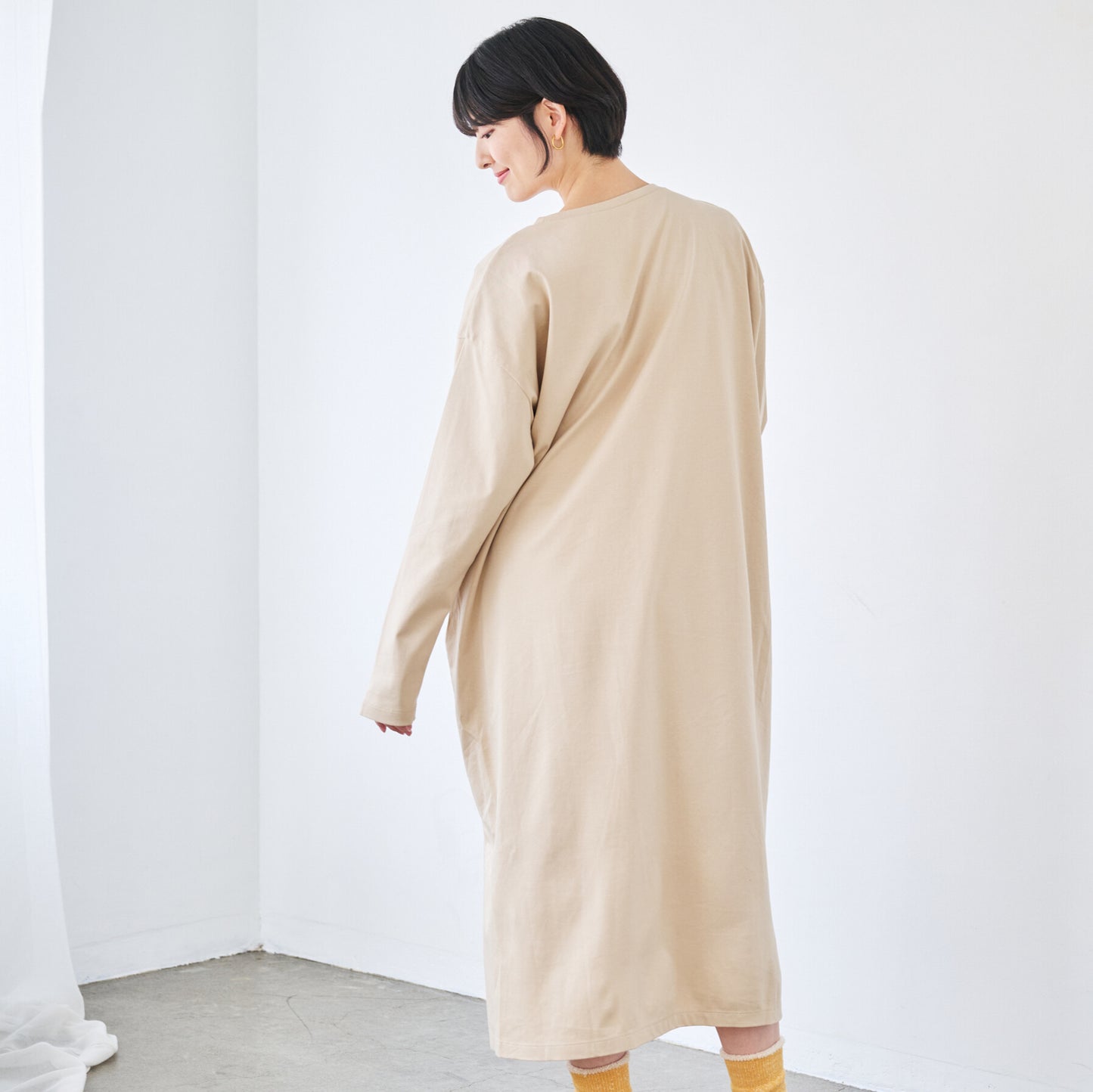 長袖ブラレスワンピース（プレミアムコットン）