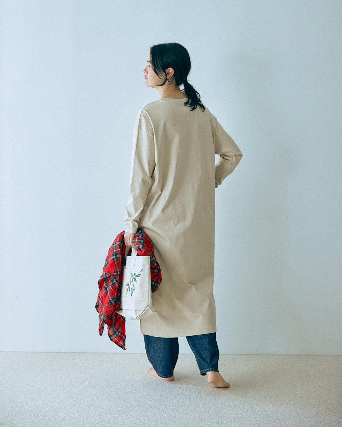 長袖ブラレスワンピース（プレミアムコットン）
