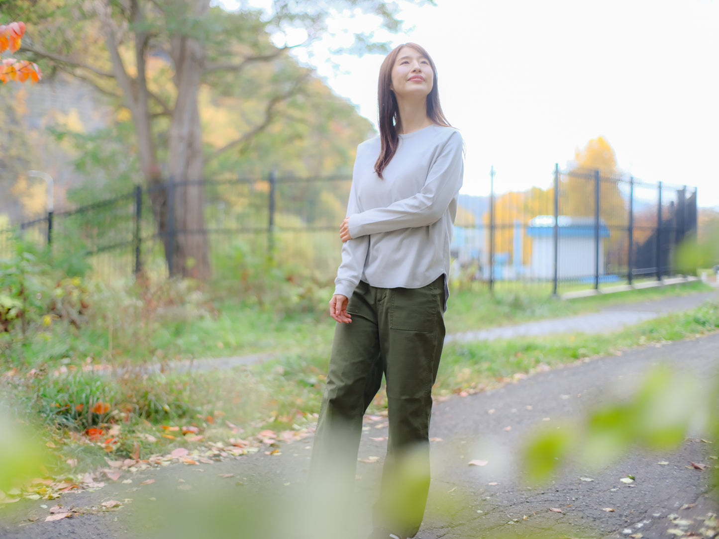 長袖ブラレスカットソー（イージーケア/フィット）