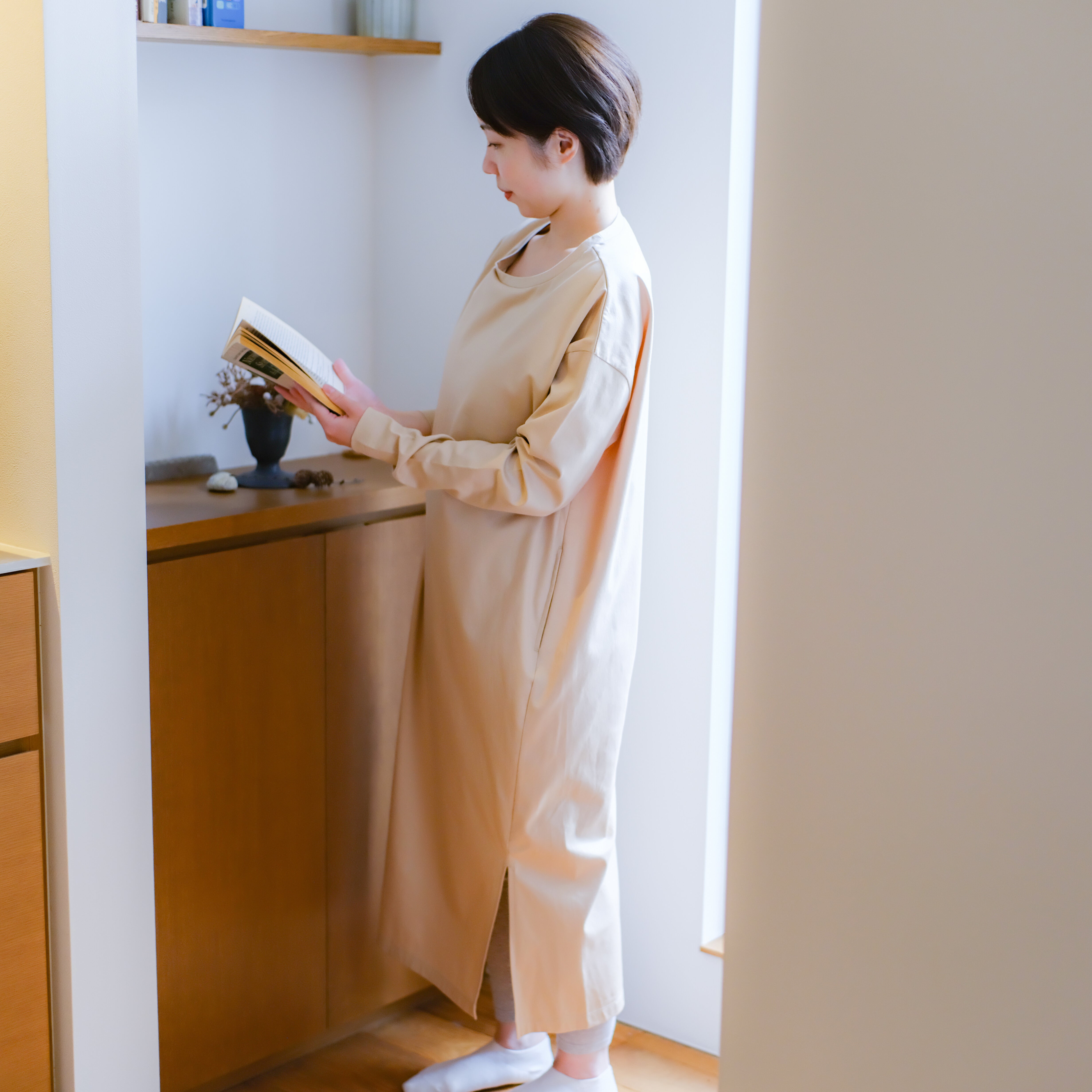 長袖ブラレスワンピース（プレミアムコットン） – ブラレスウェアno-bu