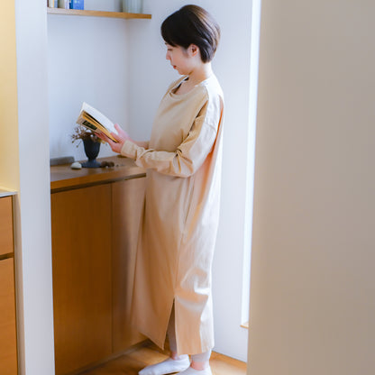 長袖ブラレスワンピース（プレミアムコットン）