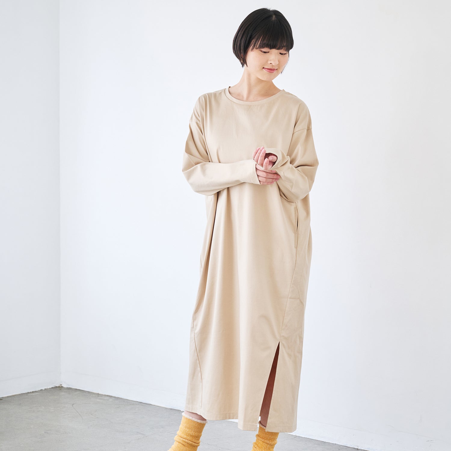 長袖ブラレスワンピース（プレミアムコットン） – ブラレスウェアno-bu
